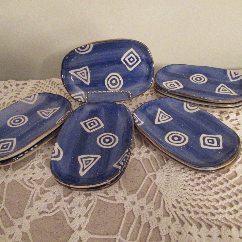 Japanese vintage rectangular /oval pottery plates
